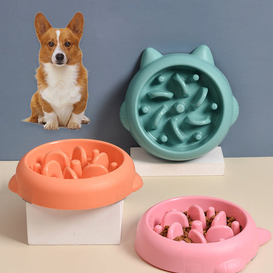 Green slow feeder dog bowl with raised maze pattern - prevents bloating and gulping
