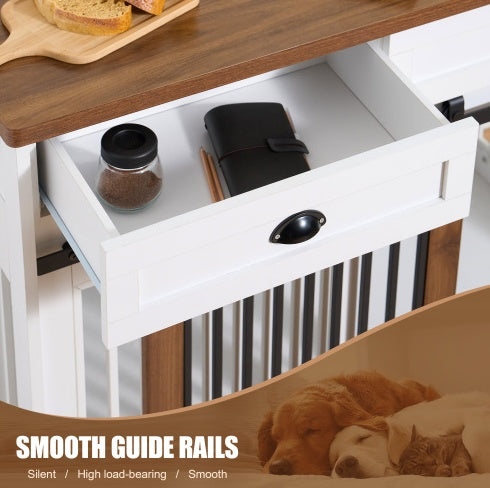 Dual-Door Designer Dog Cage with Storage