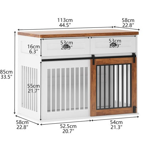 Dual-Door Designer Dog Cage with Storage