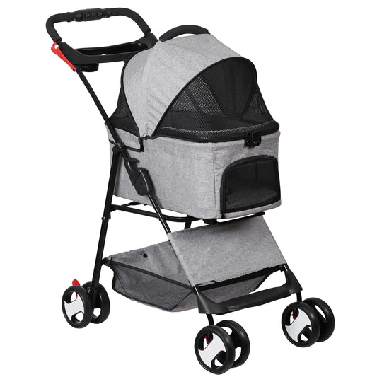 PawsVoyager Foldable 4-Wheel Pet Stroller