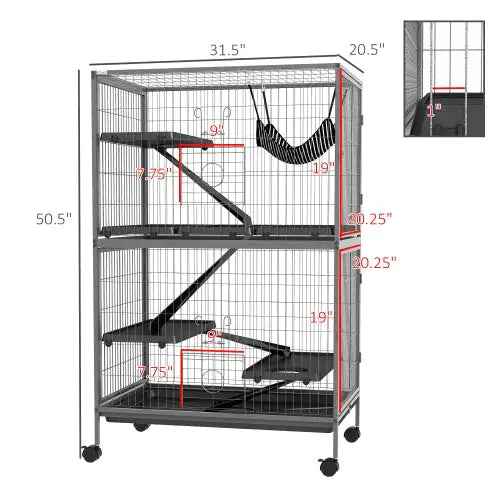 5-Level Small Pet Habitat with Hammock and Heavy-Duty Wire 