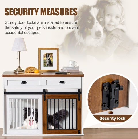Dual-Door Designer Dog Cage with Storage