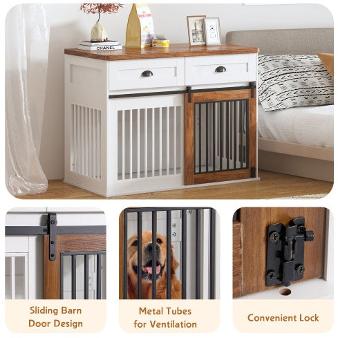 Dual-Door Designer Dog Cage with Storage