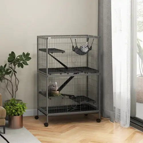 5-Level Small Pet Habitat with Hammock and Heavy-Duty Wire 