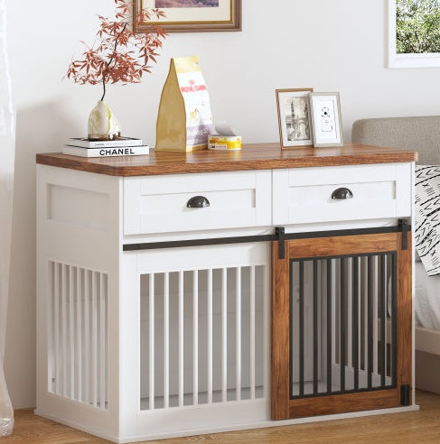 Dual-Door Designer Dog Cage with Storage