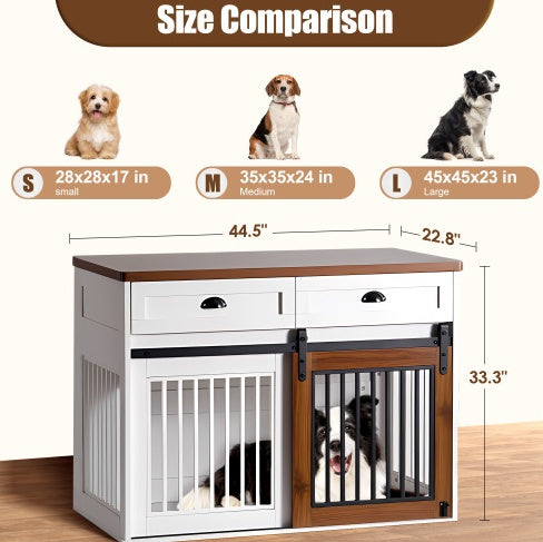 Dual-Door Designer Dog Cage with Storage