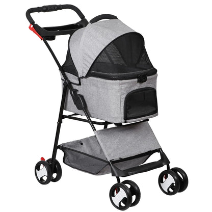 PawsVoyager Foldable 4-Wheel Pet Stroller