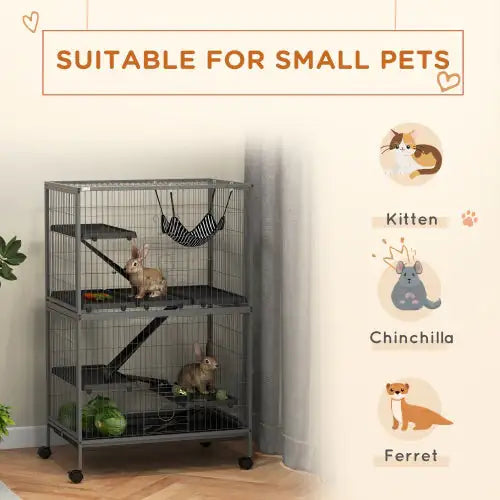 5-Level Small Pet Habitat with Hammock and Heavy-Duty Wire 