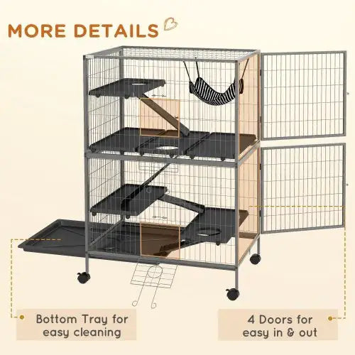 5-Level Small Pet Habitat with Hammock and Heavy-Duty Wire 