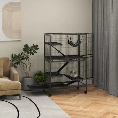 5-Level Small Pet Habitat with Hammock and Heavy-Duty Wire 